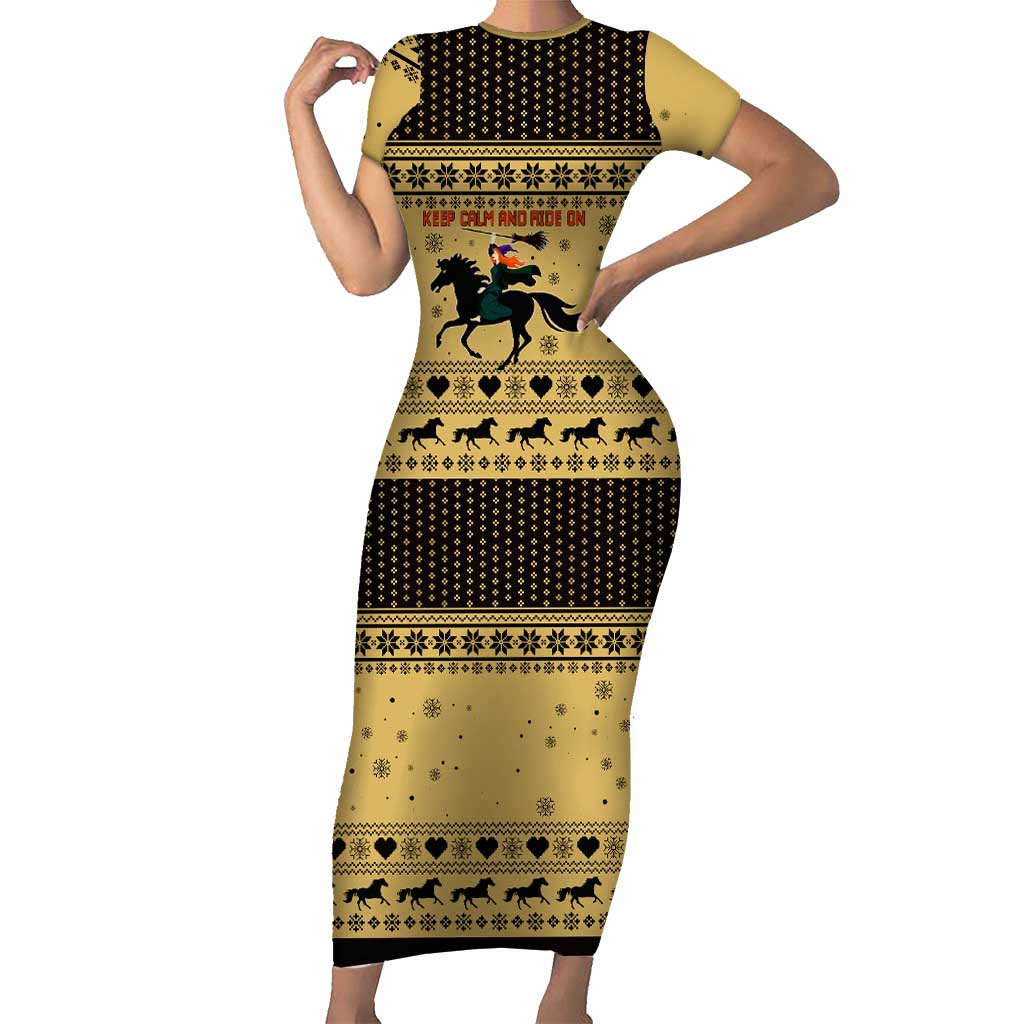 Horse Lover Christmas Christmas Family Matching Short Sleeve Bodycon Dress and Hawaiian Shirt Xmas Holiday Patterns - Wonder Print Shop