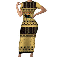 Horse Lover Christmas Christmas Family Matching Short Sleeve Bodycon Dress and Hawaiian Shirt Xmas Holiday Patterns - Wonder Print Shop