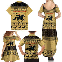 Horse Lover Christmas Christmas Family Matching Summer Maxi Dress and Hawaiian Shirt Xmas Holiday Patterns - Wonder Print Shop