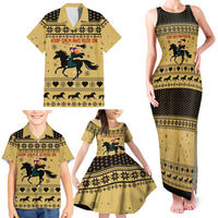 Horse Lover Christmas Christmas Family Matching Tank Maxi Dress and Hawaiian Shirt Xmas Holiday Patterns - Wonder Print Shop