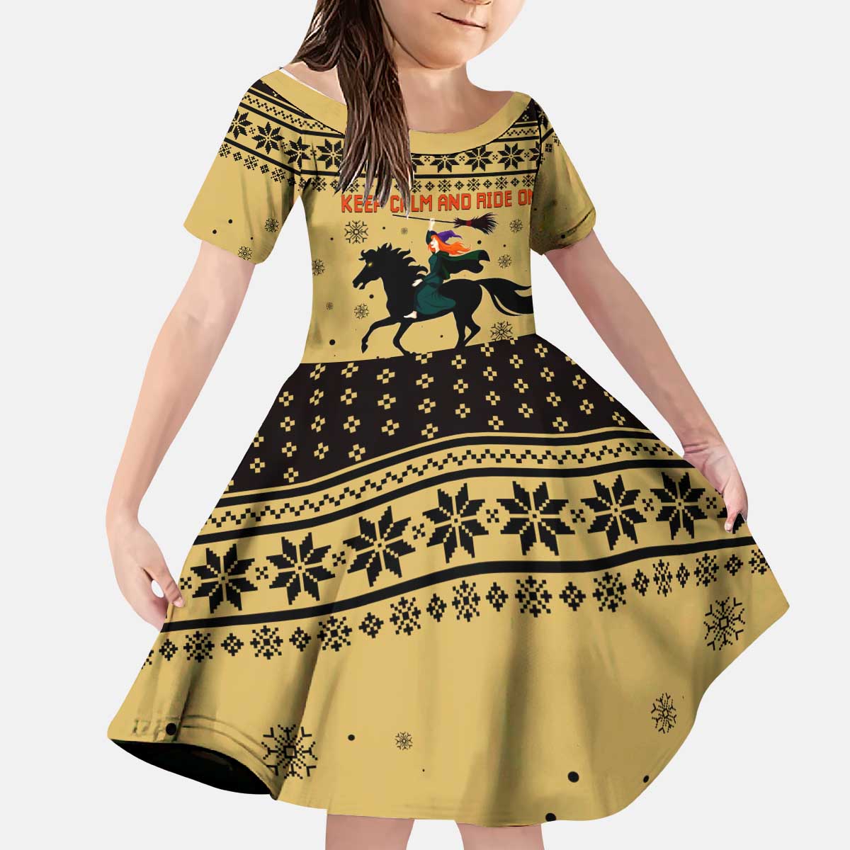 Horse Lover Christmas Christmas Kid Short Sleeve Dress Xmas Holiday Patterns - Wonder Print Shop