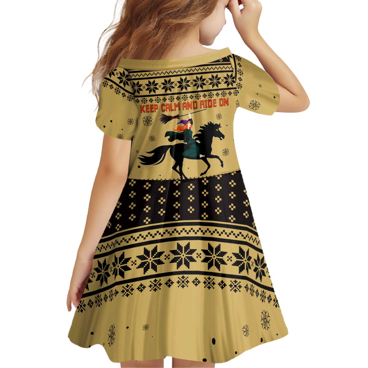Horse Lover Christmas Christmas Kid Short Sleeve Dress Xmas Holiday Patterns - Wonder Print Shop