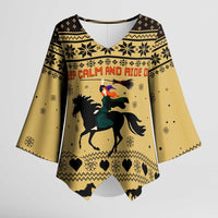 Horse Lover Christmas Christmas Kimono Sleeve Blouse Xmas Holiday Patterns - Wonder Print Shop