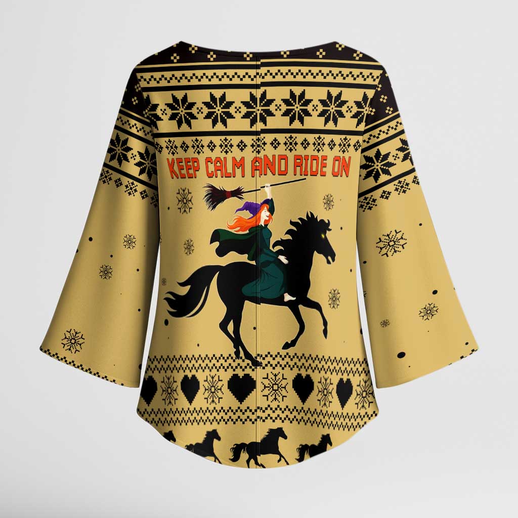 Horse Lover Christmas Christmas Kimono Sleeve Blouse Xmas Holiday Patterns - Wonder Print Shop
