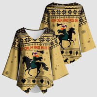 Horse Lover Christmas Christmas Kimono Sleeve Blouse Xmas Holiday Patterns - Wonder Print Shop