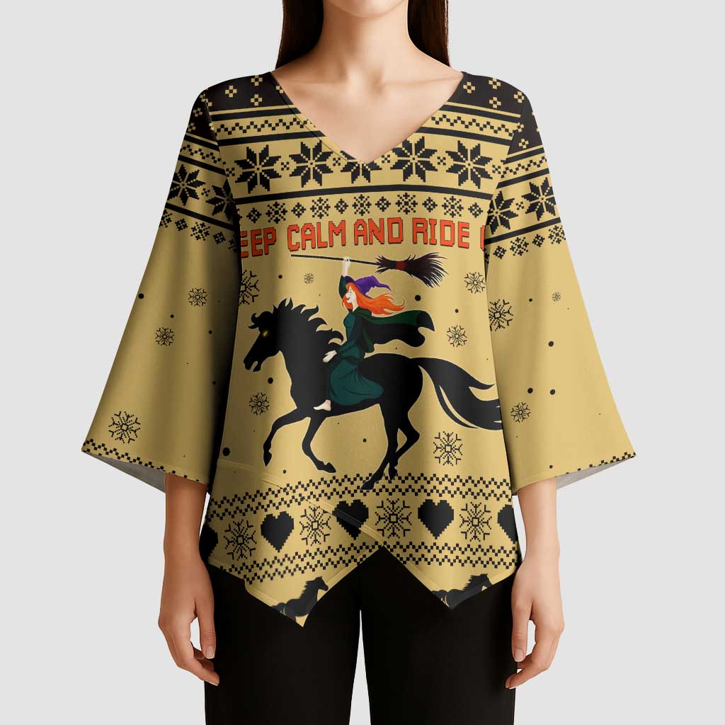 Horse Lover Christmas Christmas Kimono Sleeve Blouse Xmas Holiday Patterns - Wonder Print Shop