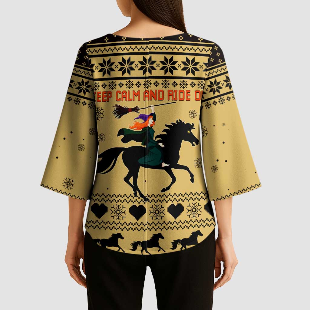 Horse Lover Christmas Christmas Kimono Sleeve Blouse Xmas Holiday Patterns - Wonder Print Shop