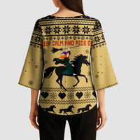 Horse Lover Christmas Christmas Kimono Sleeve Blouse Xmas Holiday Patterns - Wonder Print Shop