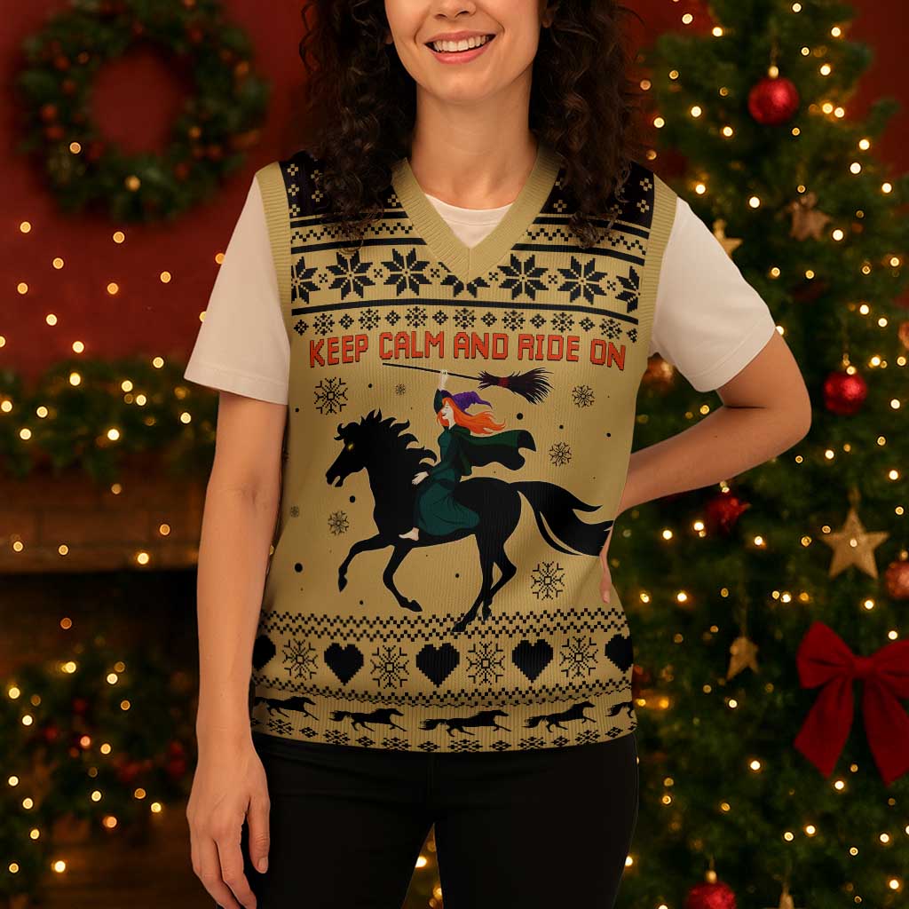 Horse Lover Christmas Christmas Knitted V-Neck Vest Xmas Holiday Patterns - Wonder Print Shop