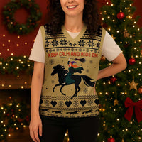 Horse Lover Christmas Christmas Knitted V-Neck Vest Xmas Holiday Patterns - Wonder Print Shop