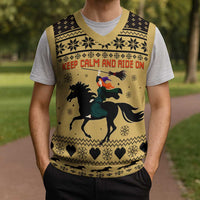 Horse Lover Christmas Christmas Knitted V-Neck Vest Xmas Holiday Patterns - Wonder Print Shop