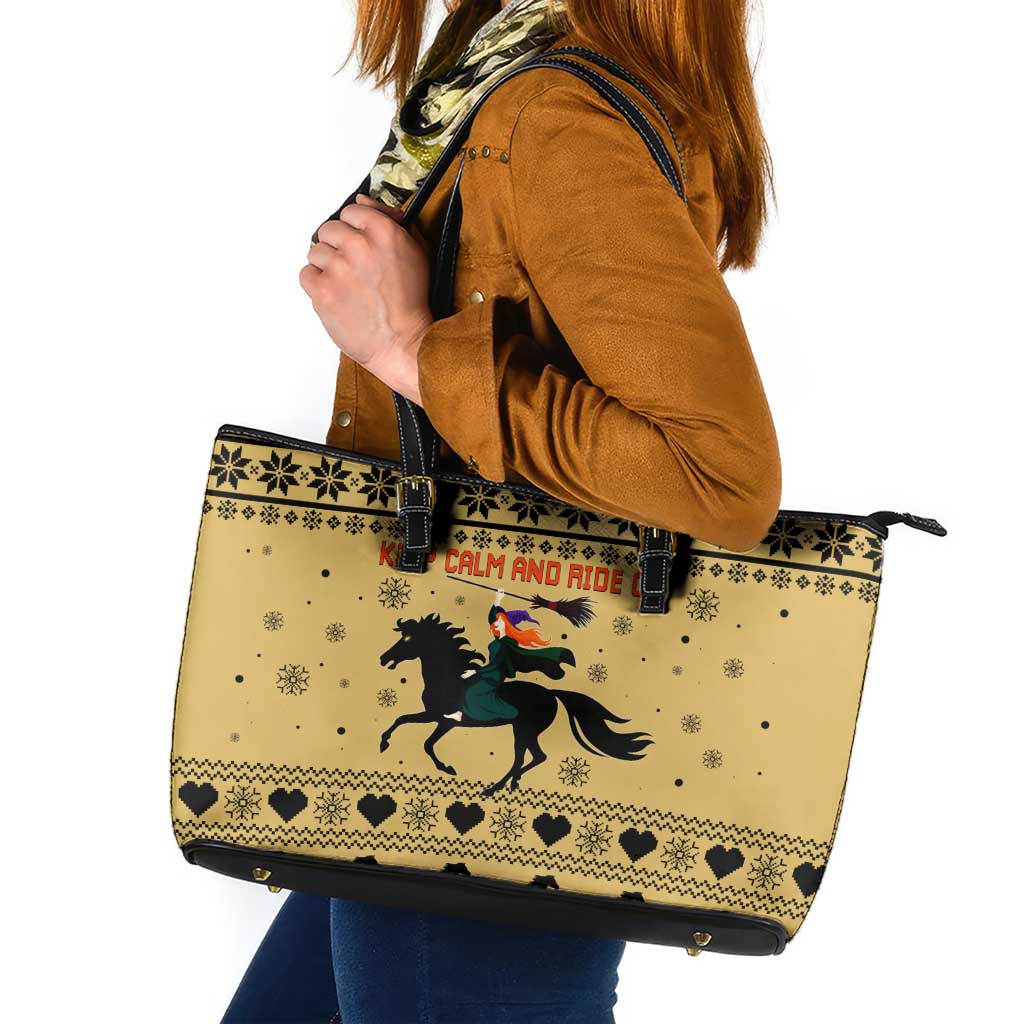 Horse Lover Christmas Christmas Leather Tote Bag Xmas Holiday Patterns - Wonder Print Shop