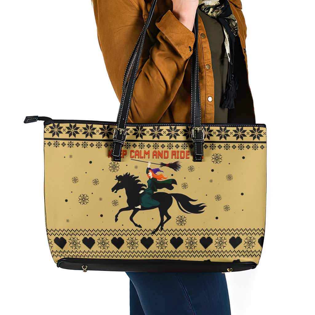 Horse Lover Christmas Christmas Leather Tote Bag Xmas Holiday Patterns - Wonder Print Shop