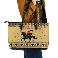 Horse Lover Christmas Christmas Leather Tote Bag Xmas Holiday Patterns - Wonder Print Shop