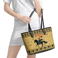 Horse Lover Christmas Christmas Leather Tote Bag Xmas Holiday Patterns - Wonder Print Shop