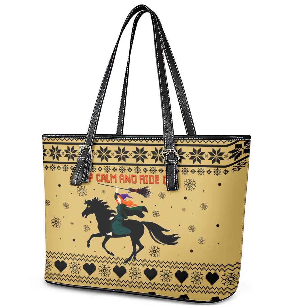 Horse Lover Christmas Christmas Leather Tote Bag Xmas Holiday Patterns - Wonder Print Shop