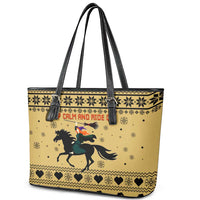 Horse Lover Christmas Christmas Leather Tote Bag Xmas Holiday Patterns - Wonder Print Shop