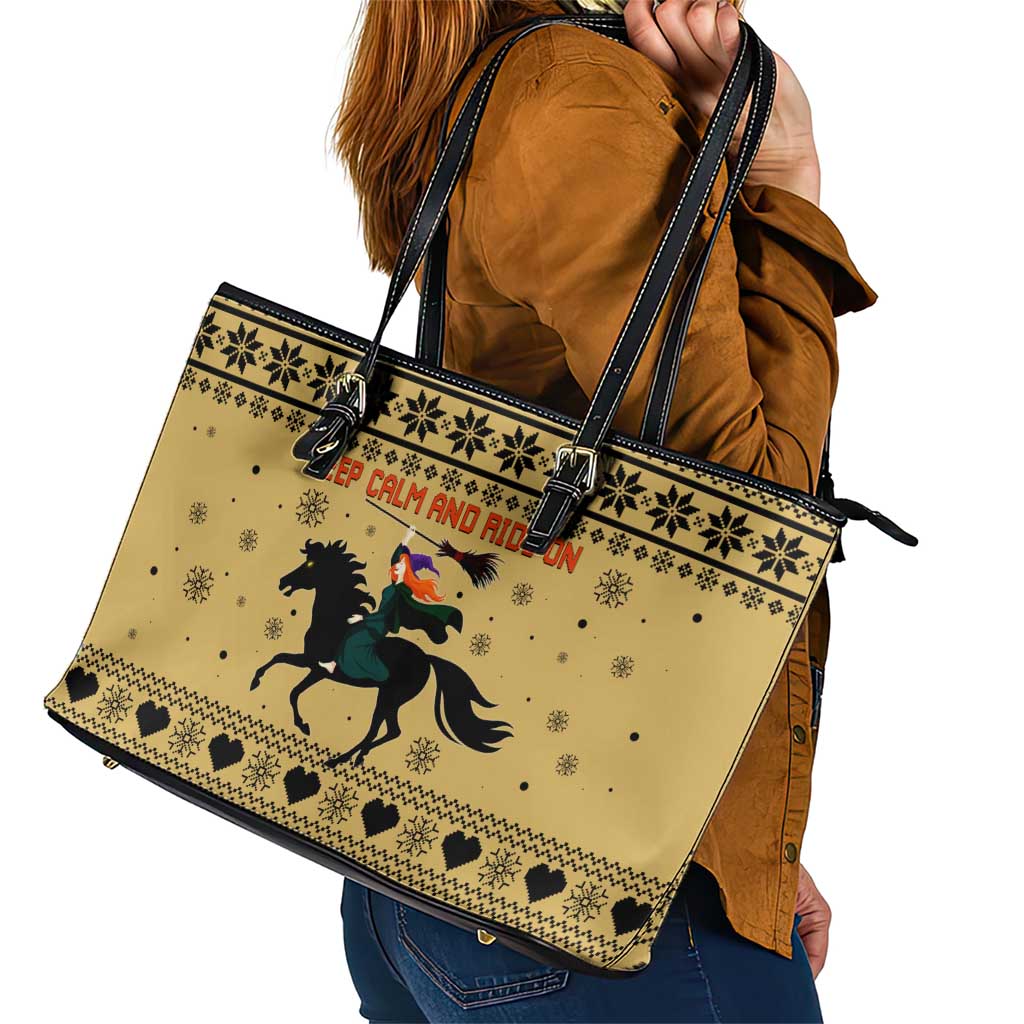 Horse Lover Christmas Christmas Leather Tote Bag Xmas Holiday Patterns - Wonder Print Shop