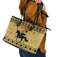 Horse Lover Christmas Christmas Leather Tote Bag Xmas Holiday Patterns - Wonder Print Shop