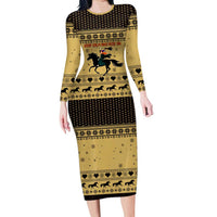 Horse Lover Christmas Christmas Long Sleeve Bodycon Dress Xmas Holiday Patterns - Wonder Print Shop