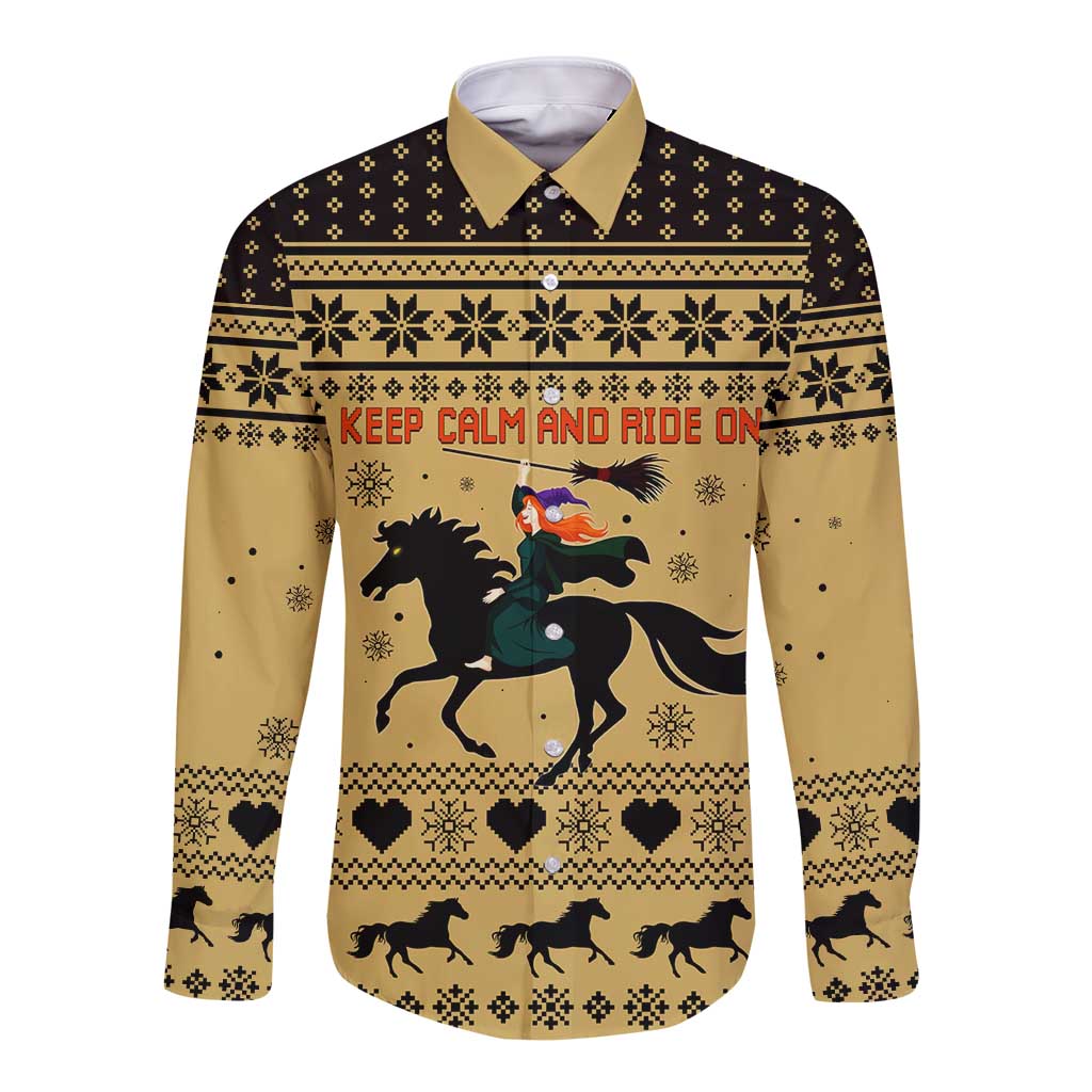 Horse Lover Christmas Christmas Long Sleeve Button Shirt Xmas Holiday Patterns - Wonder Print Shop