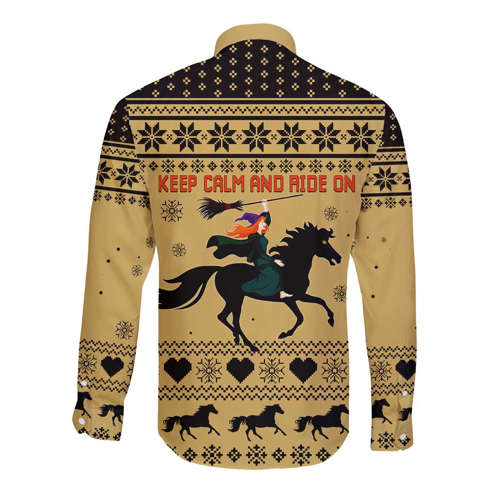 Horse Lover Christmas Christmas Long Sleeve Button Shirt Xmas Holiday Patterns - Wonder Print Shop