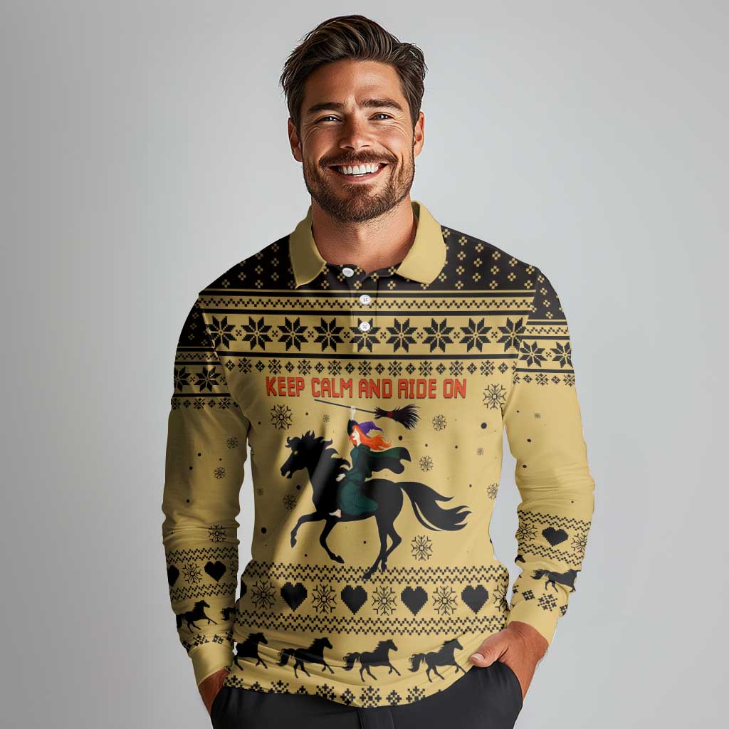 Horse Lover Christmas Christmas Long Sleeve Polo Shirt Xmas Holiday Patterns - Wonder Print Shop