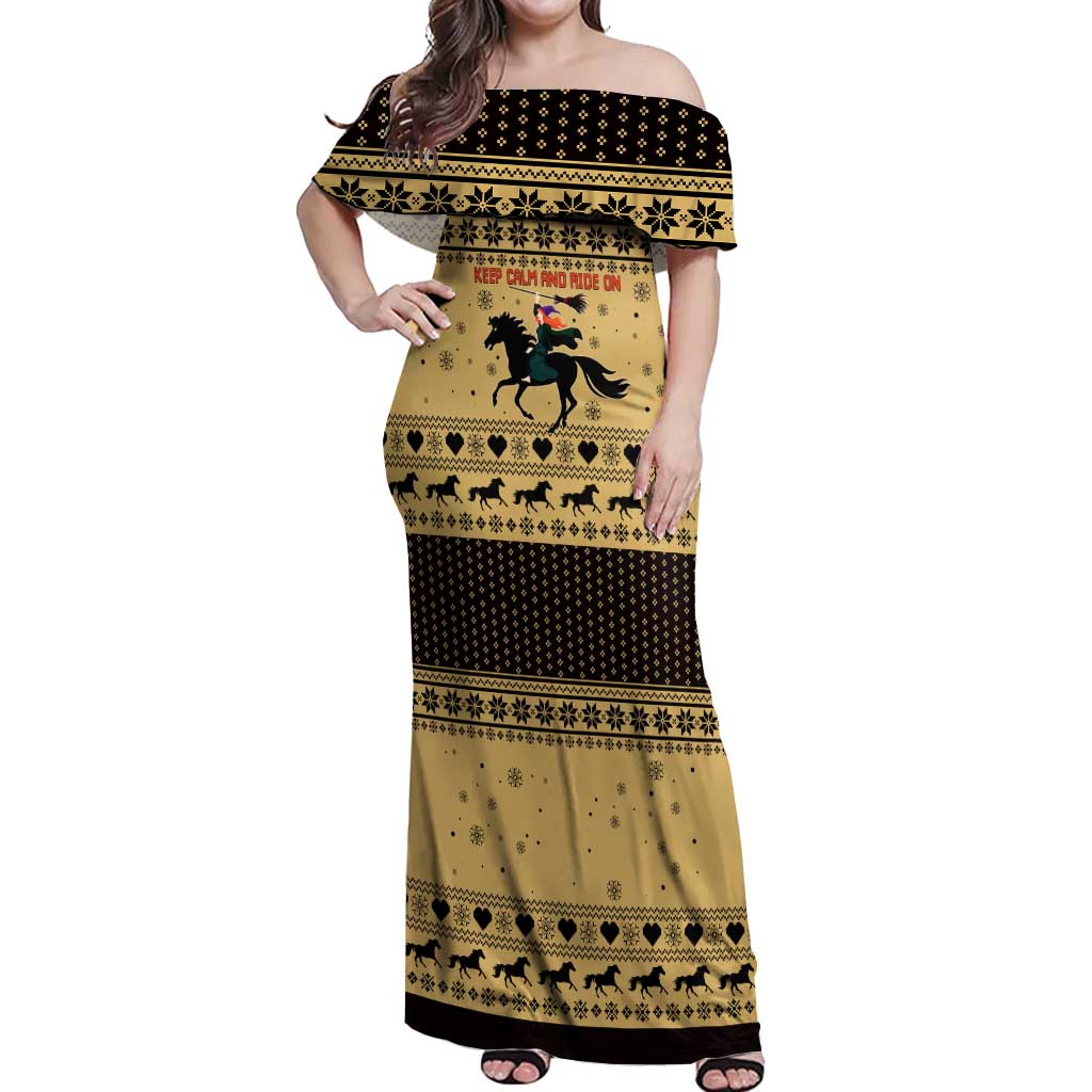 Horse Lover Christmas Christmas Off Shoulder Maxi Dress Xmas Holiday Patterns - Wonder Print Shop