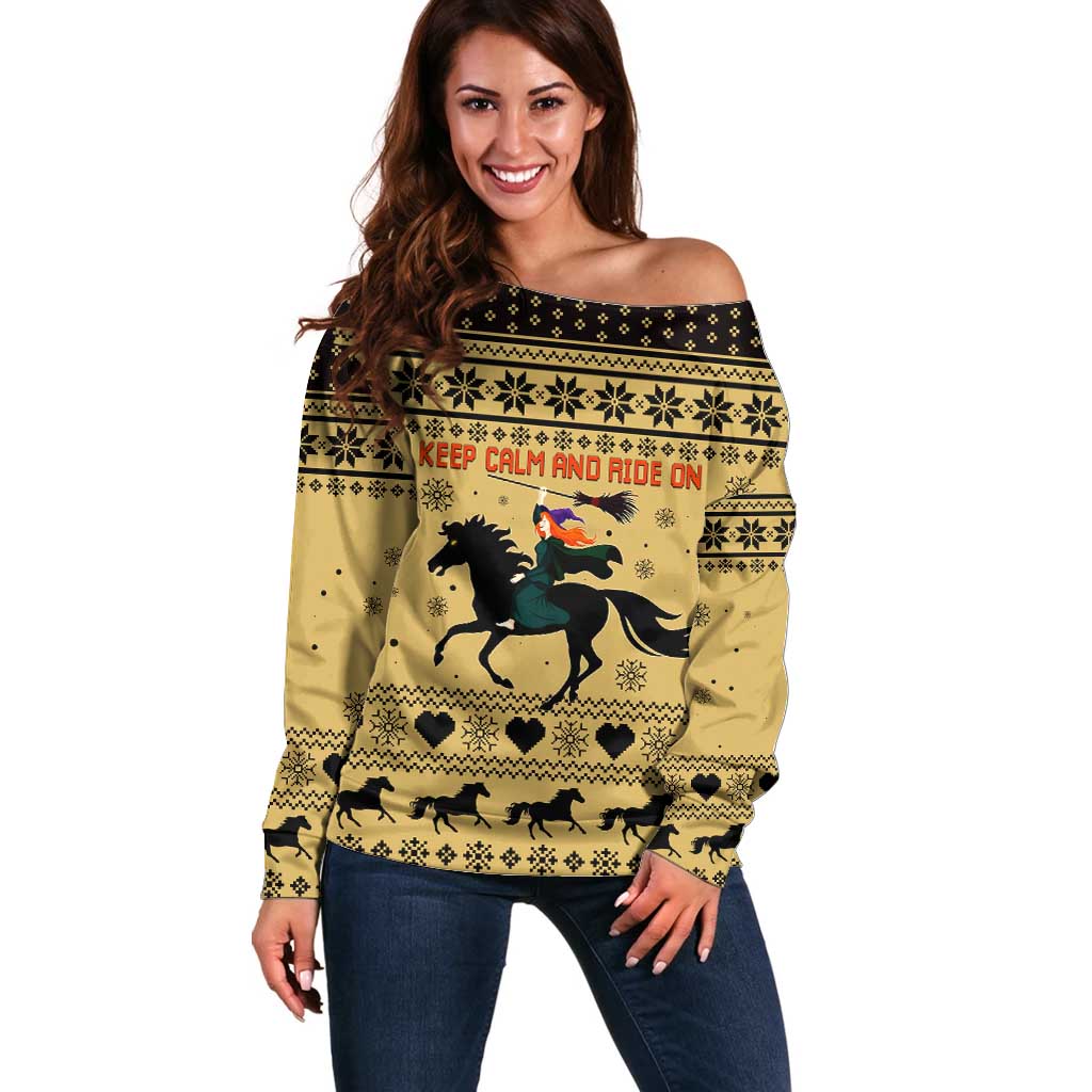 Horse Lover Christmas Christmas Off Shoulder Sweater Xmas Holiday Patterns - Wonder Print Shop