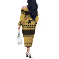 Horse Lover Christmas Christmas Off The Shoulder Long Sleeve Dress Xmas Holiday Patterns - Wonder Print Shop