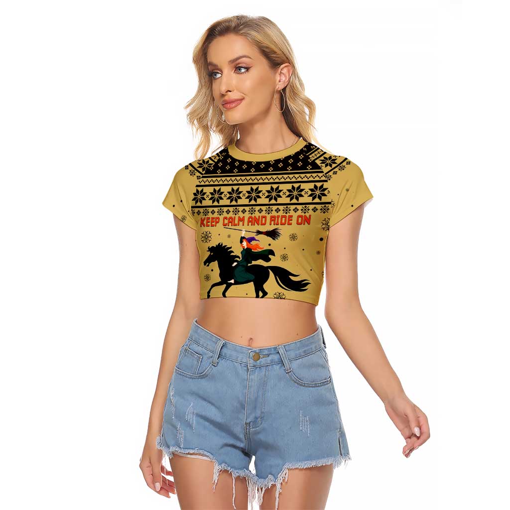 Horse Lover Christmas Christmas Raglan Cropped T Shirt Xmas Holiday Patterns - Wonder Print Shop