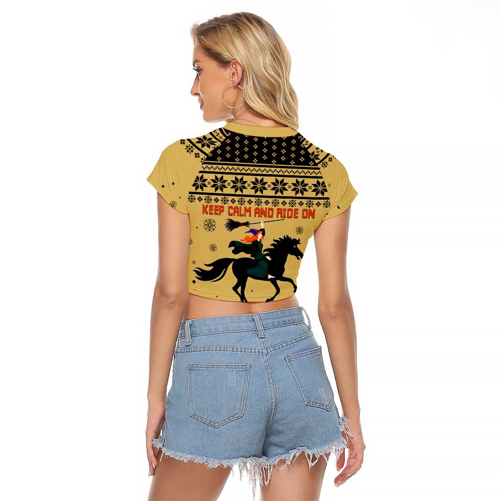 Horse Lover Christmas Christmas Raglan Cropped T Shirt Xmas Holiday Patterns - Wonder Print Shop