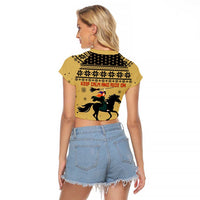 Horse Lover Christmas Christmas Raglan Cropped T Shirt Xmas Holiday Patterns - Wonder Print Shop