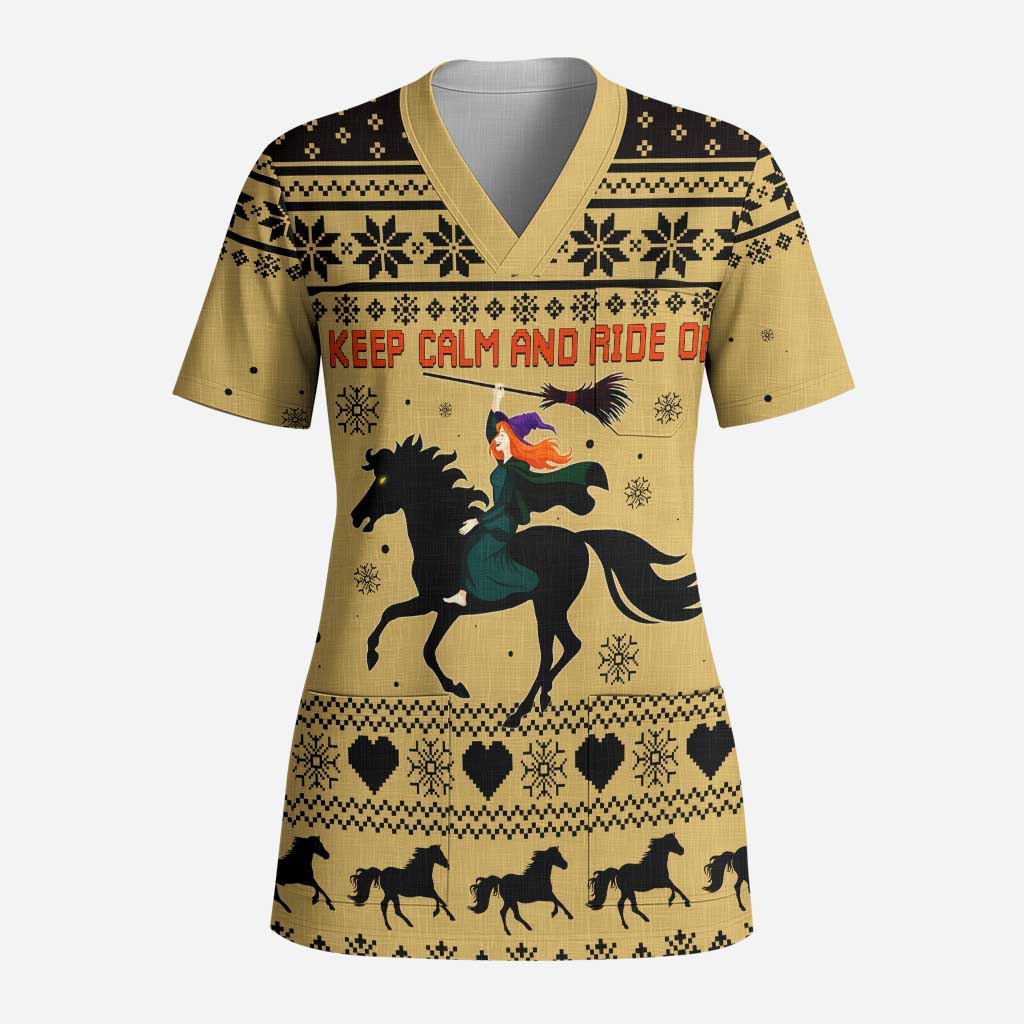 Horse Lover Christmas Christmas Scrub Top Xmas Holiday Patterns - Wonder Print Shop