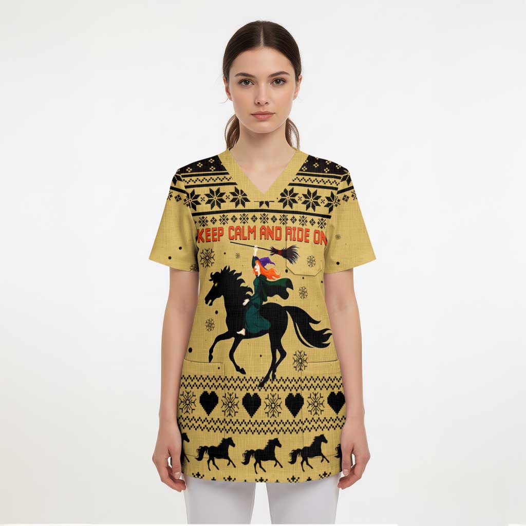 Horse Lover Christmas Christmas Scrub Top Xmas Holiday Patterns - Wonder Print Shop