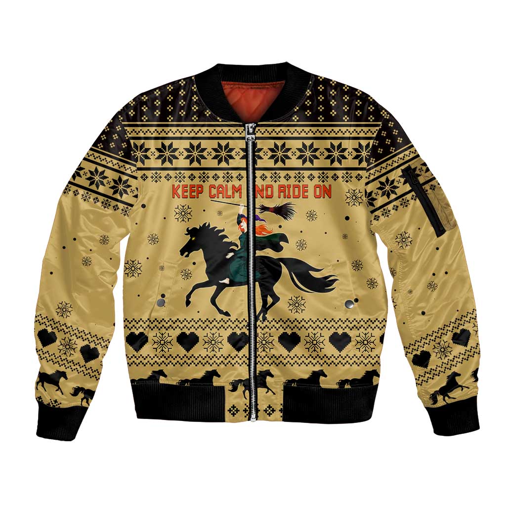 Horse Lover Christmas Christmas Sleeve Zip Bomber Jacket Xmas Holiday Patterns - Wonder Print Shop