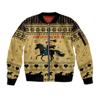 Horse Lover Christmas Christmas Sleeve Zip Bomber Jacket Xmas Holiday Patterns - Wonder Print Shop