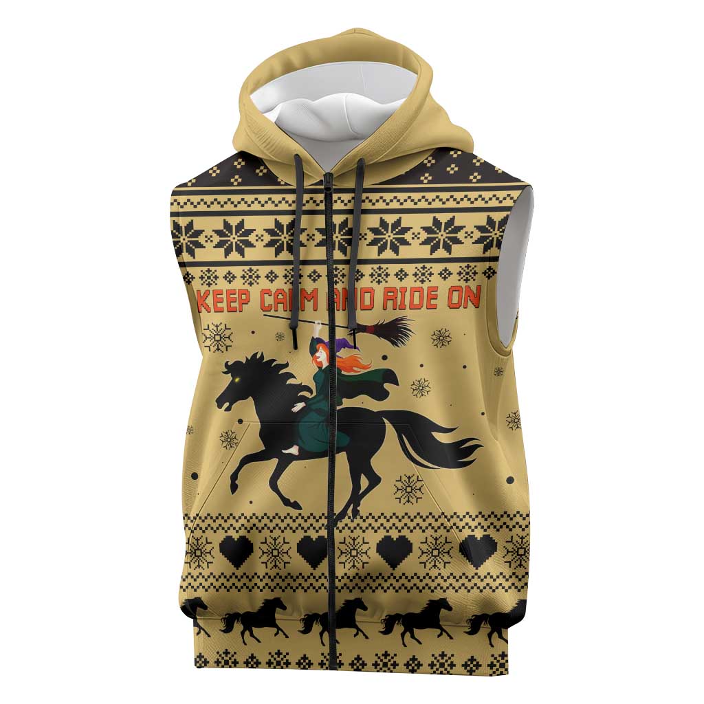 Horse Lover Christmas Christmas Sleeveless Zip Hoodie Xmas Holiday Patterns - Wonder Print Shop