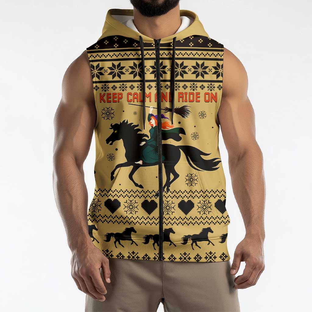 Horse Lover Christmas Christmas Sleeveless Zip Hoodie Xmas Holiday Patterns - Wonder Print Shop