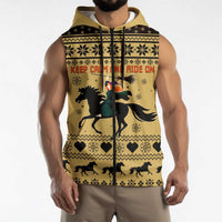Horse Lover Christmas Christmas Sleeveless Zip Hoodie Xmas Holiday Patterns - Wonder Print Shop