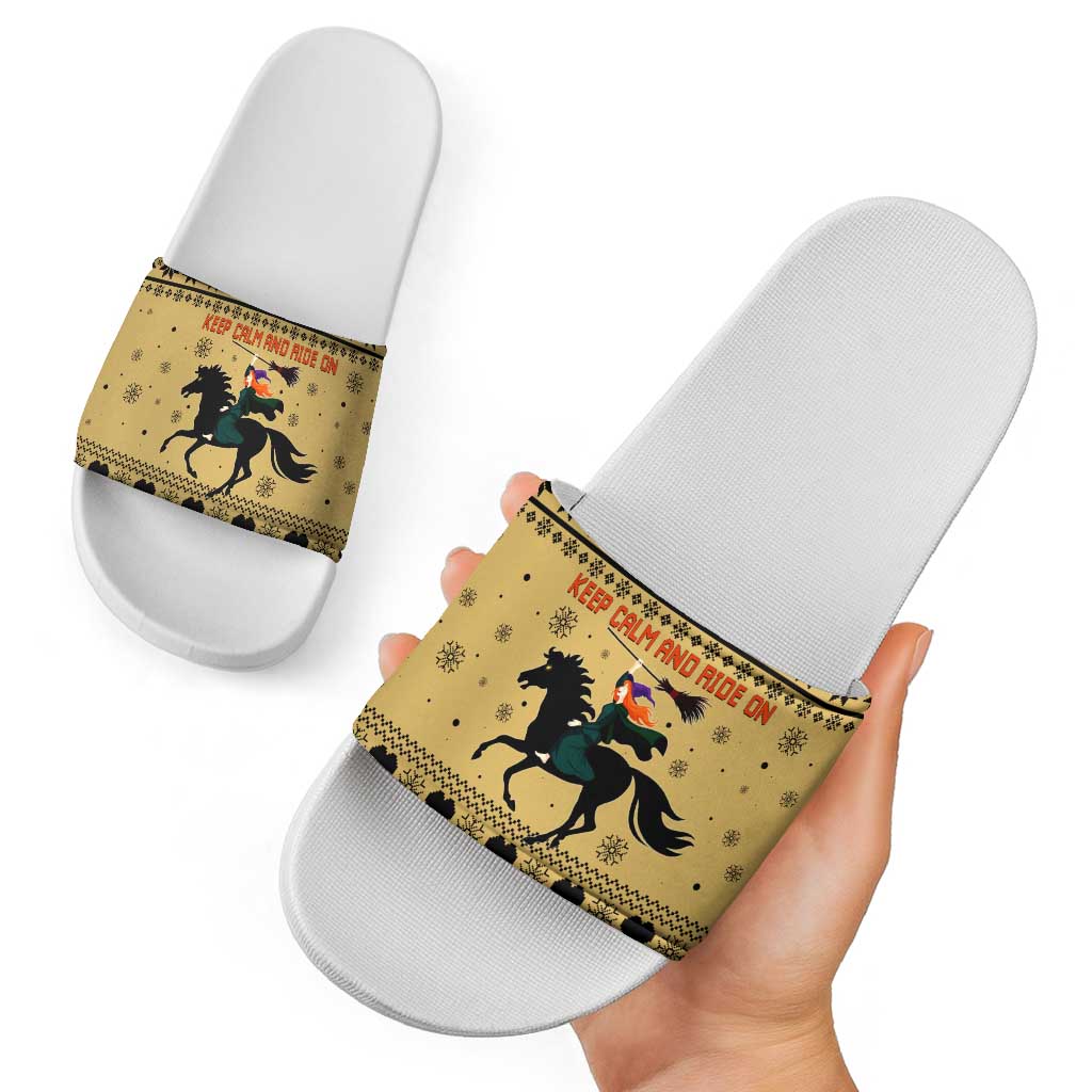 Horse Lover Christmas Christmas Slide Sandals Xmas Holiday Patterns - Wonder Print Shop