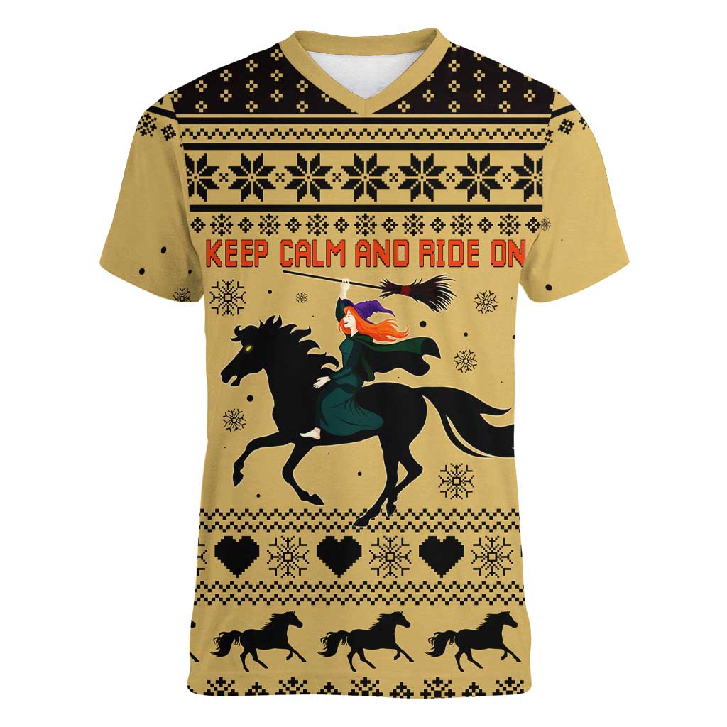 Horse Lover Christmas Christmas Women V-Neck T-Shirt Xmas Holiday Patterns - Wonder Print Shop