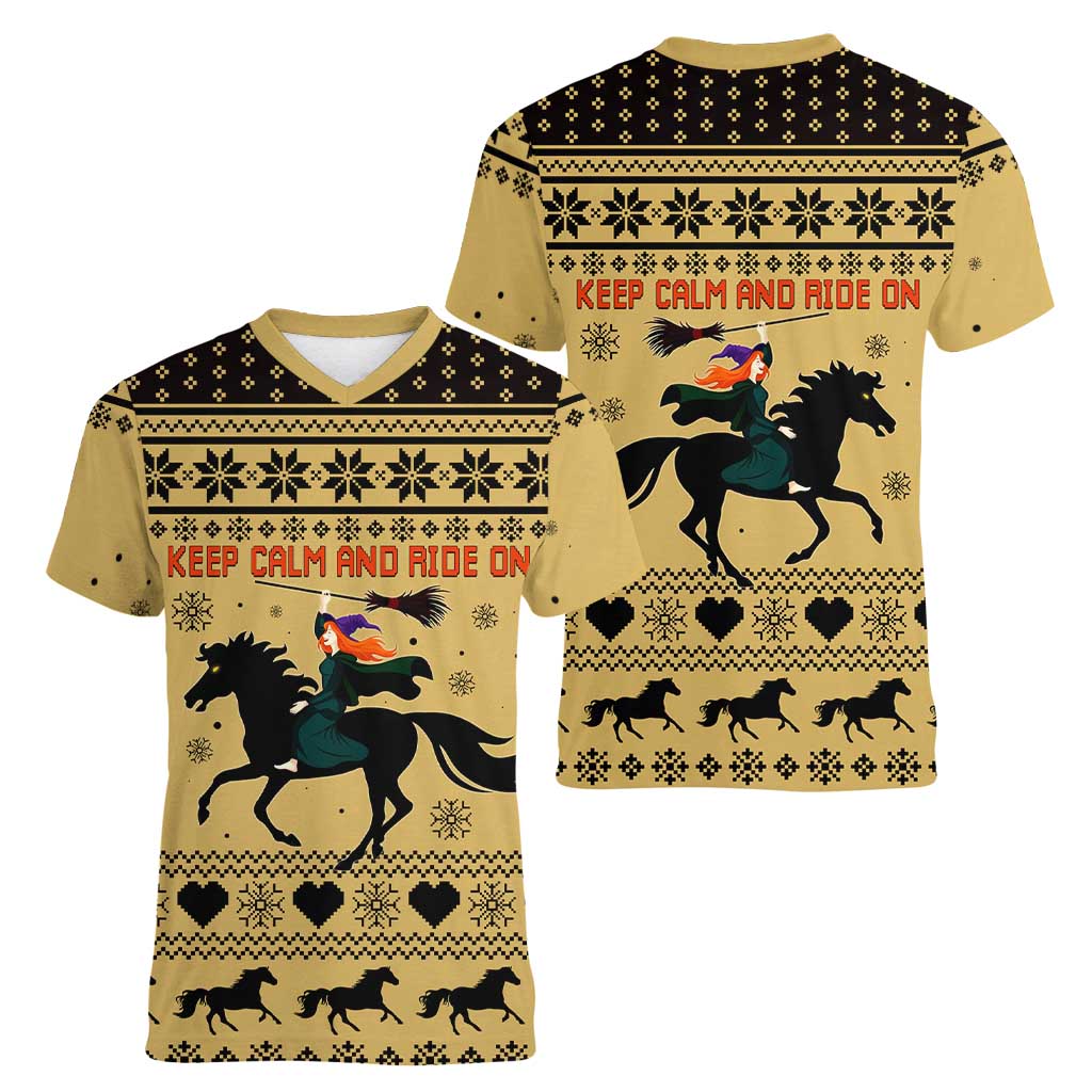 Horse Lover Christmas Christmas Women V-Neck T-Shirt Xmas Holiday Patterns - Wonder Print Shop