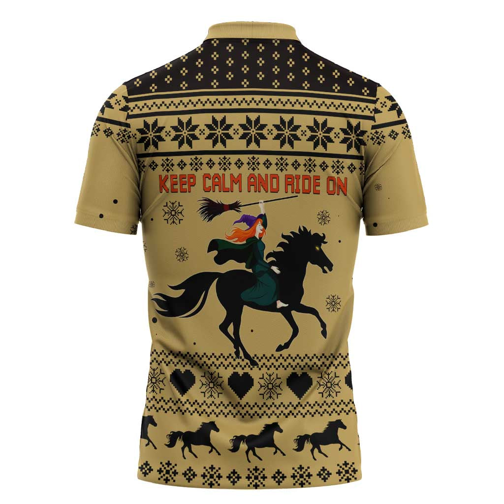 Horse Lover Christmas Christmas Zipper Polo Shirt Xmas Holiday Patterns - Wonder Print Shop