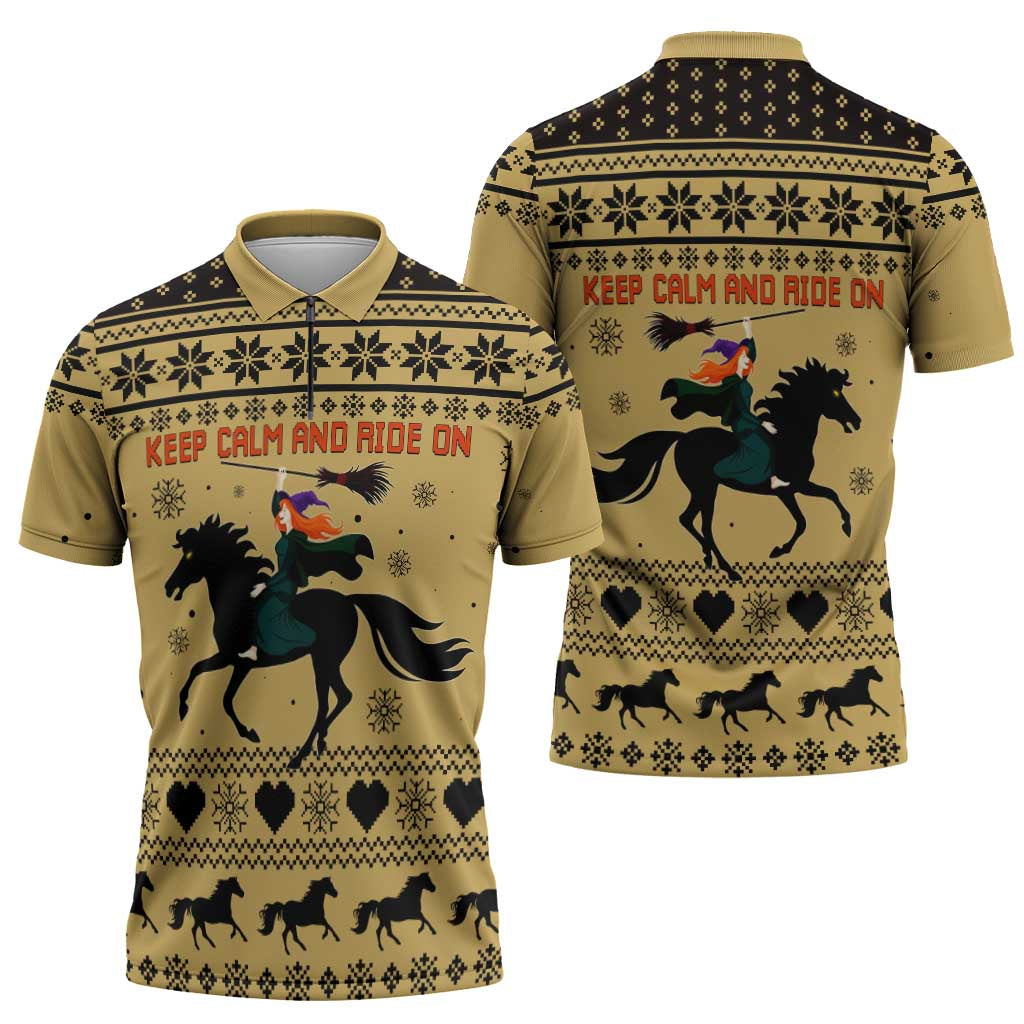 Horse Lover Christmas Christmas Zipper Polo Shirt Xmas Holiday Patterns - Wonder Print Shop