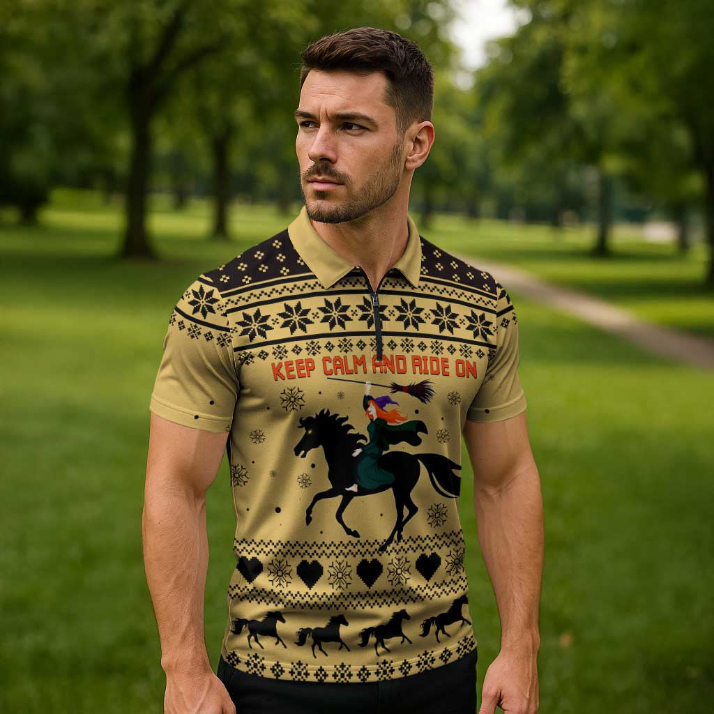 Horse Lover Christmas Christmas Zipper Polo Shirt Xmas Holiday Patterns - Wonder Print Shop