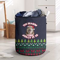 The Season To Be Jolly Siberian Husky Xmas Ball Christmas Laundry Basket Xmas Holiday Patterns - Wonder Print Shop