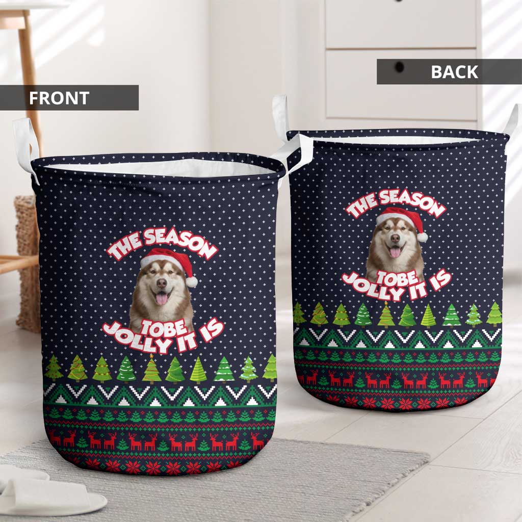 The Season To Be Jolly Siberian Husky Xmas Ball Christmas Laundry Basket Xmas Holiday Patterns - Wonder Print Shop