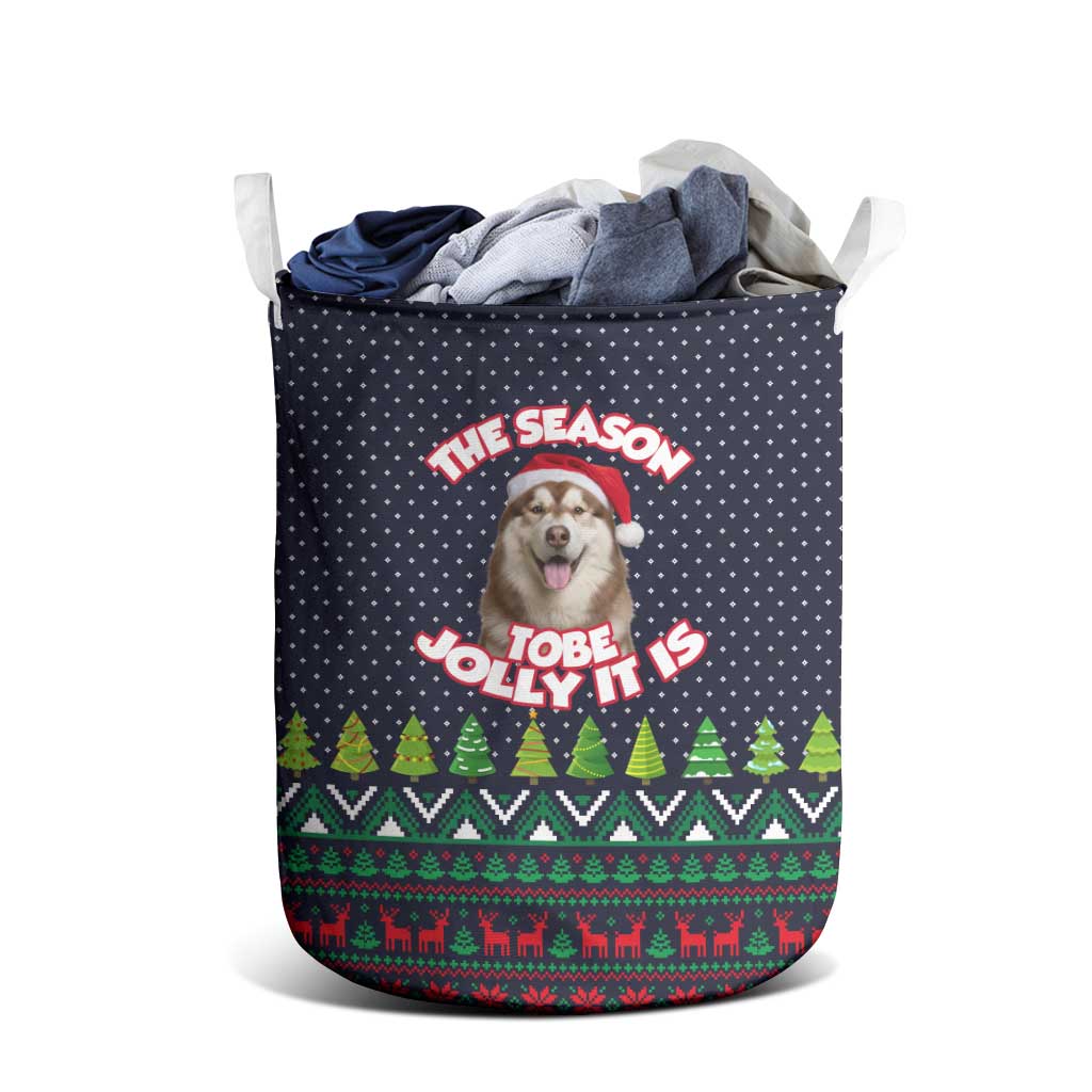 The Season To Be Jolly Siberian Husky Xmas Ball Christmas Laundry Basket Xmas Holiday Patterns - Wonder Print Shop