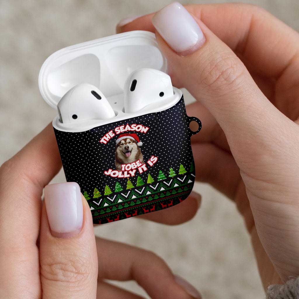 The Season To Be Jolly Siberian Husky Xmas Ball Christmas AirPods Case Xmas Holiday Patterns - Wonder Print Shop